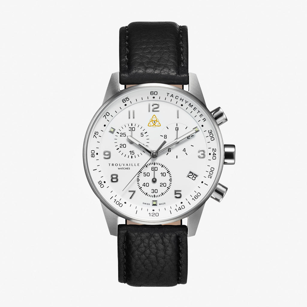 White Aviator Chronograph Quartz Watch