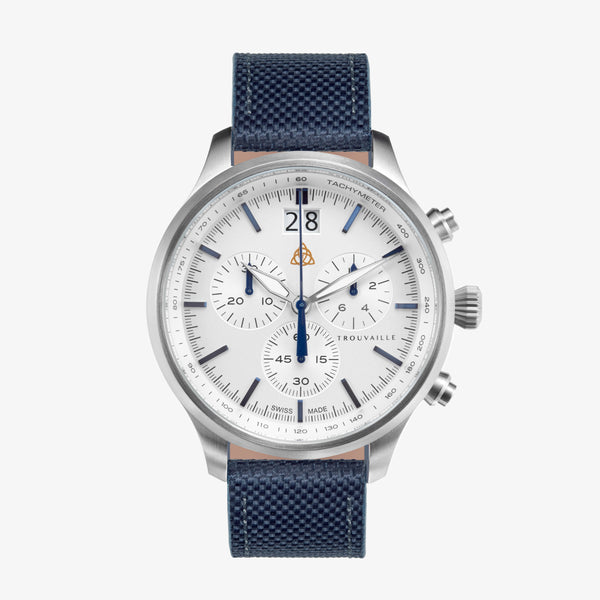 Big Sport Chrono - White Chronograph Blue Canvas Strap