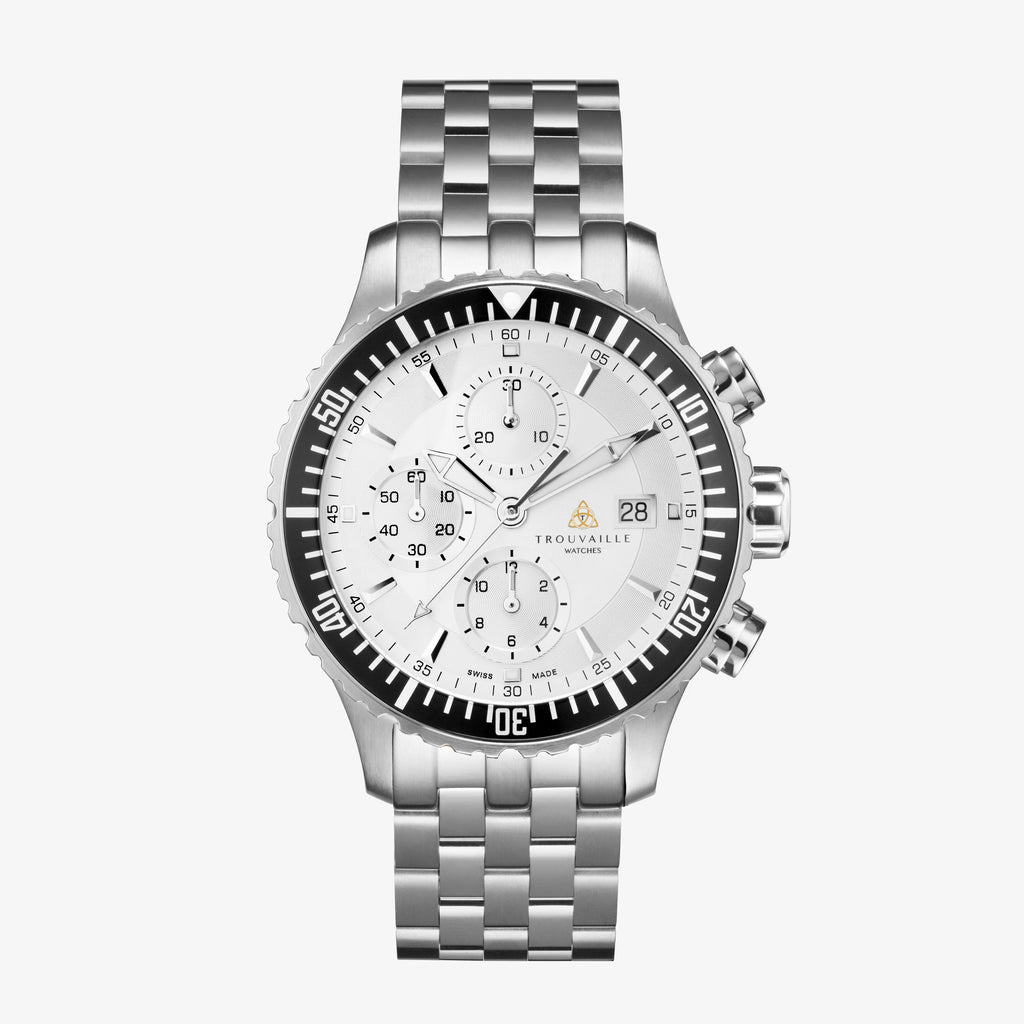 White Stainless Steel Captain Chronograph Automatic Watch